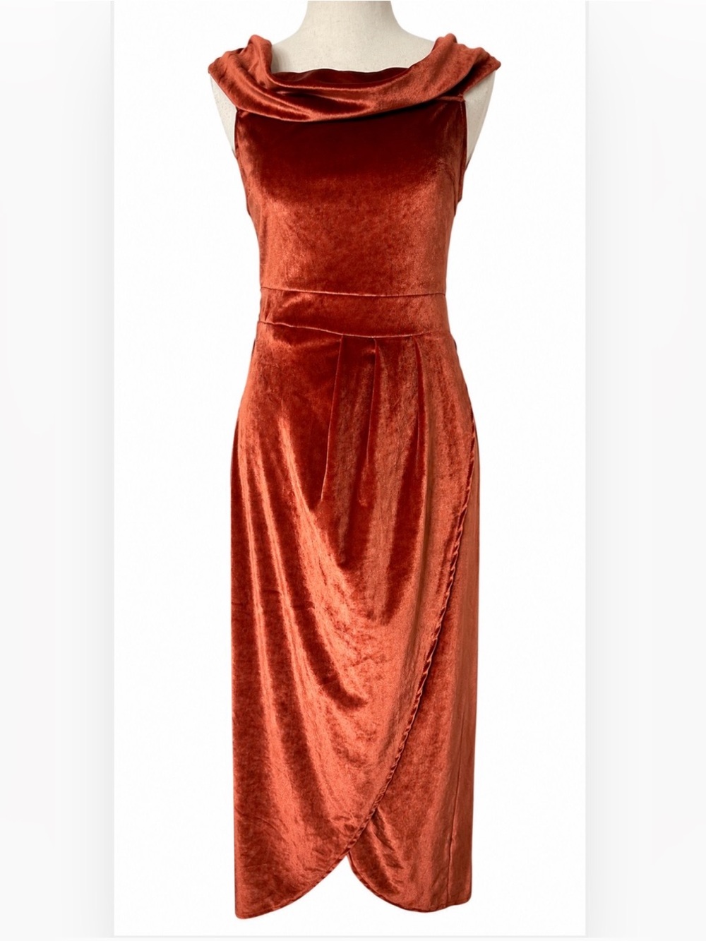 Chic Cowl Neck Sleeveless Dress Romantic Tulip Hem Elegant Wedding